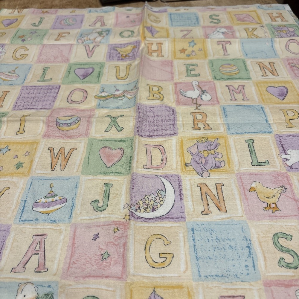 Cranston Fabric Weedn Family Trust Baby Nursery Pastel ABC Blocks 26x44 Cotton